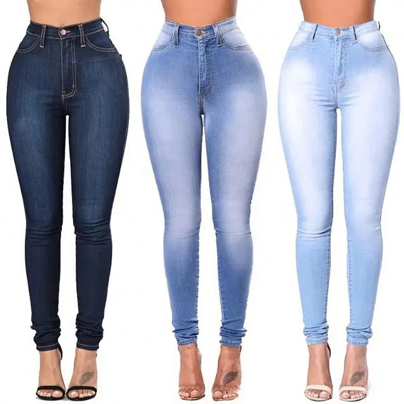 New Women Elastic Stretch Jeans High Waist Skinny Trousers Women Pencil Pants Jeans Denim Pants