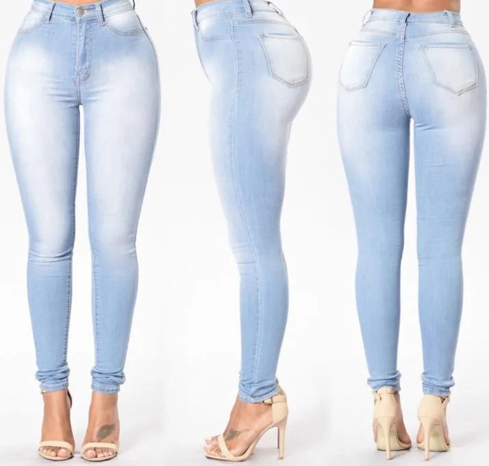 New Women Elastic Stretch Jeans High Waist Skinny Trousers Women Pencil Pants Jeans Denim Pants