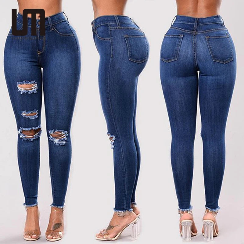 Liu Ming Hot Sale Women Casual High Waist Stretch Jeans Slim Pencil Skinny Denim Pants