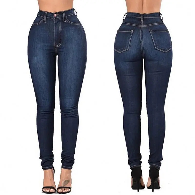 New Women Elastic Stretch Jeans High Waist Skinny Trousers Women Pencil Pants Jeans Denim Pants