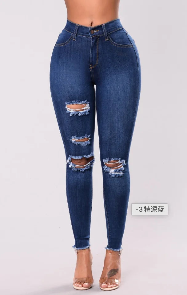 Liu Ming Hot Sale Women Casual High Waist Stretch Jeans Slim Pencil Skinny Denim Pants