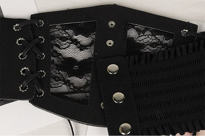 Ladies's Retro Pin Buckle Elastic Lace Corset Belts Cummerbunds Goth Punk Dress Corset Belt For Women On Shirt Dress Girdle Cors