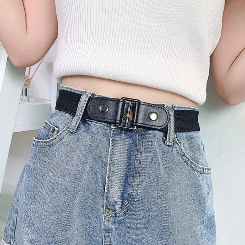 Canvas Adjustable Elastic Waist Band Invisible Belt Buckle-Free Belts for Women Men Jean Pants Dress No Buckle Easy To Wear