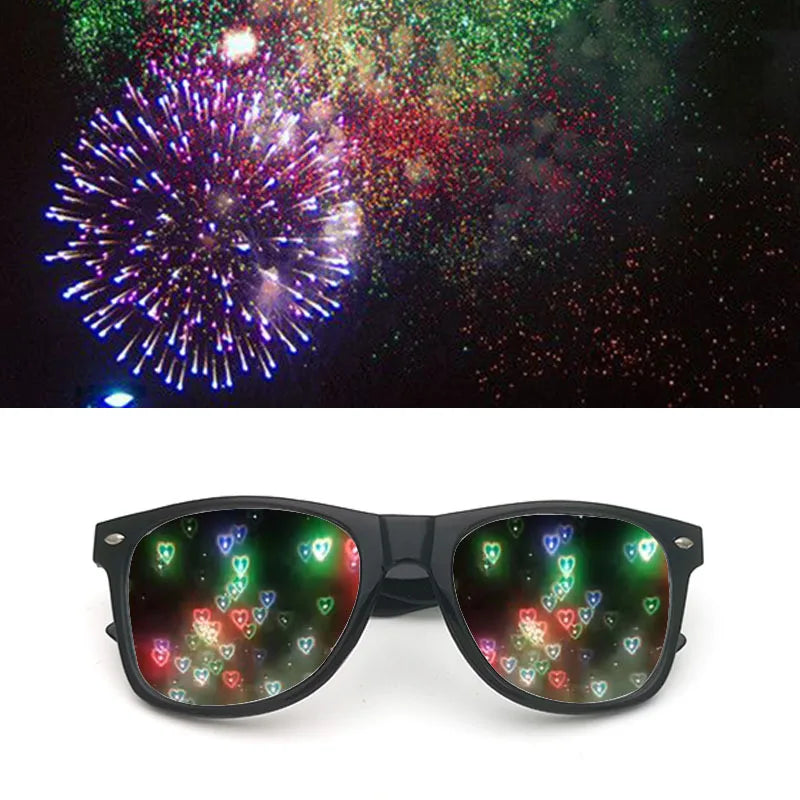 Premium Diffraction 3D Prism Raves Glasses Plastic for Fireworks Display Laser Shows Rainbow Gratings Glasses Colorful  Gift