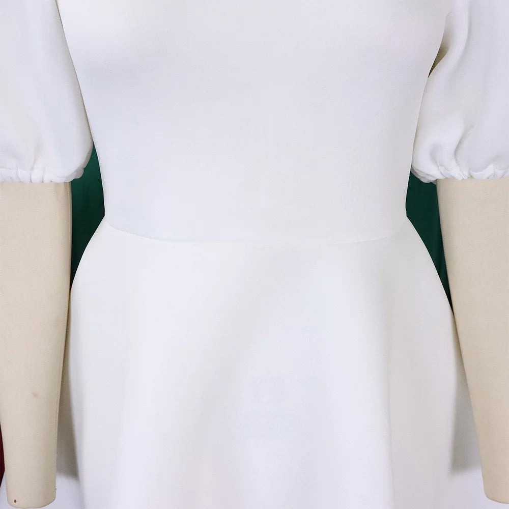 Elegant Dresses for Woman 2024 O Neck Short Sleeve High Waisted Pleated Mid Calf Luxury Female Birthday Party Dinner Vestidos