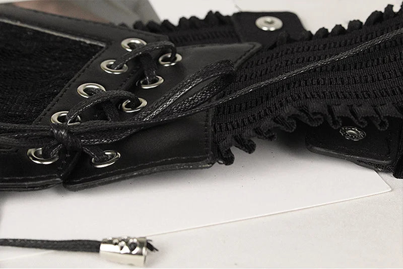 Ladies's Retro Pin Buckle Elastic Lace Corset Belts Cummerbunds Goth Punk Dress Corset Belt For Women On Shirt Dress Girdle Cors