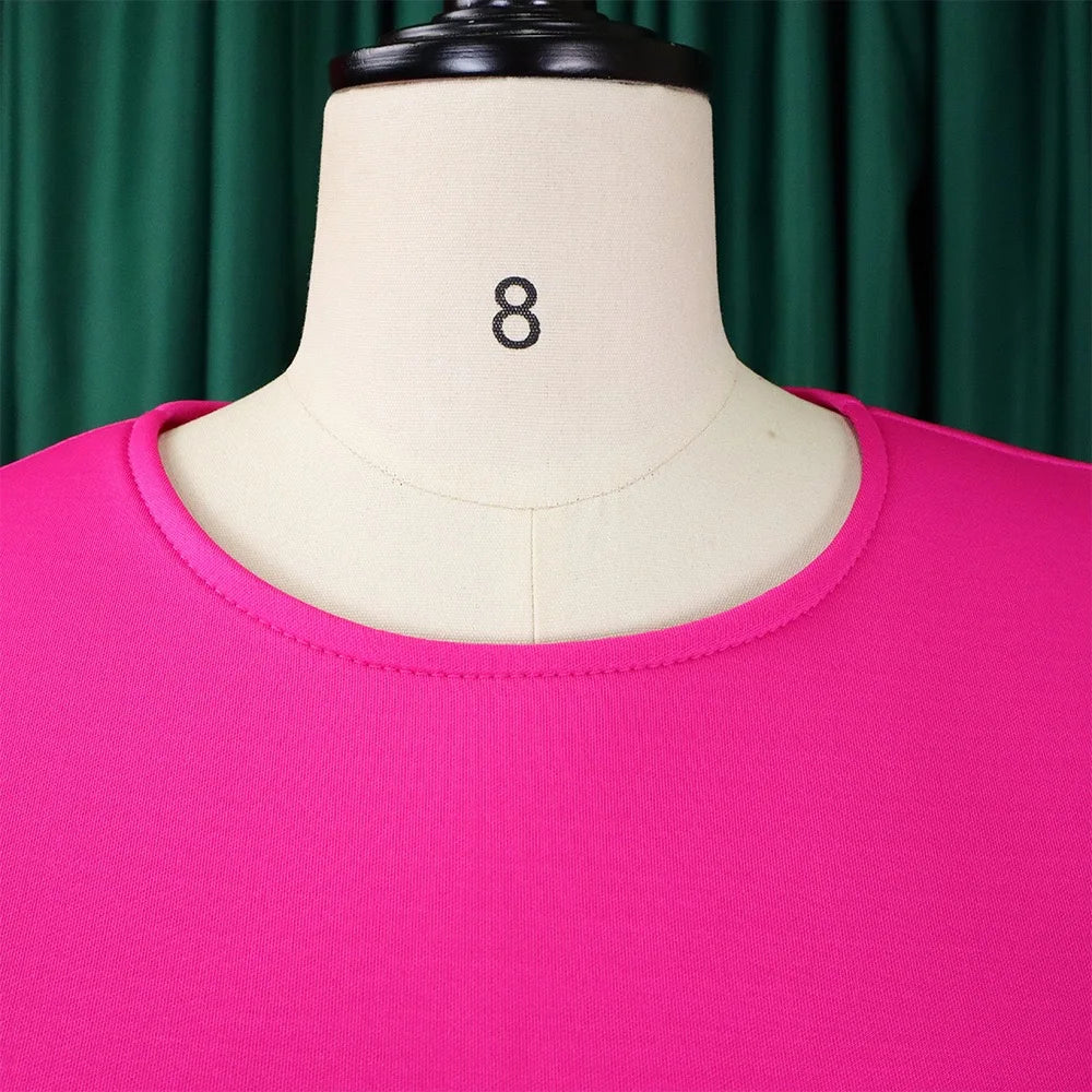 Elegant Dresses for Woman 2024 O Neck Short Sleeve High Waisted Pleated Mid Calf Luxury Female Birthday Party Dinner Vestidos