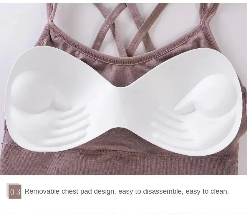 Sexy women Tops back cross strap tank top push up running sports bra breathable soft fitness beauty solid color yoga bra