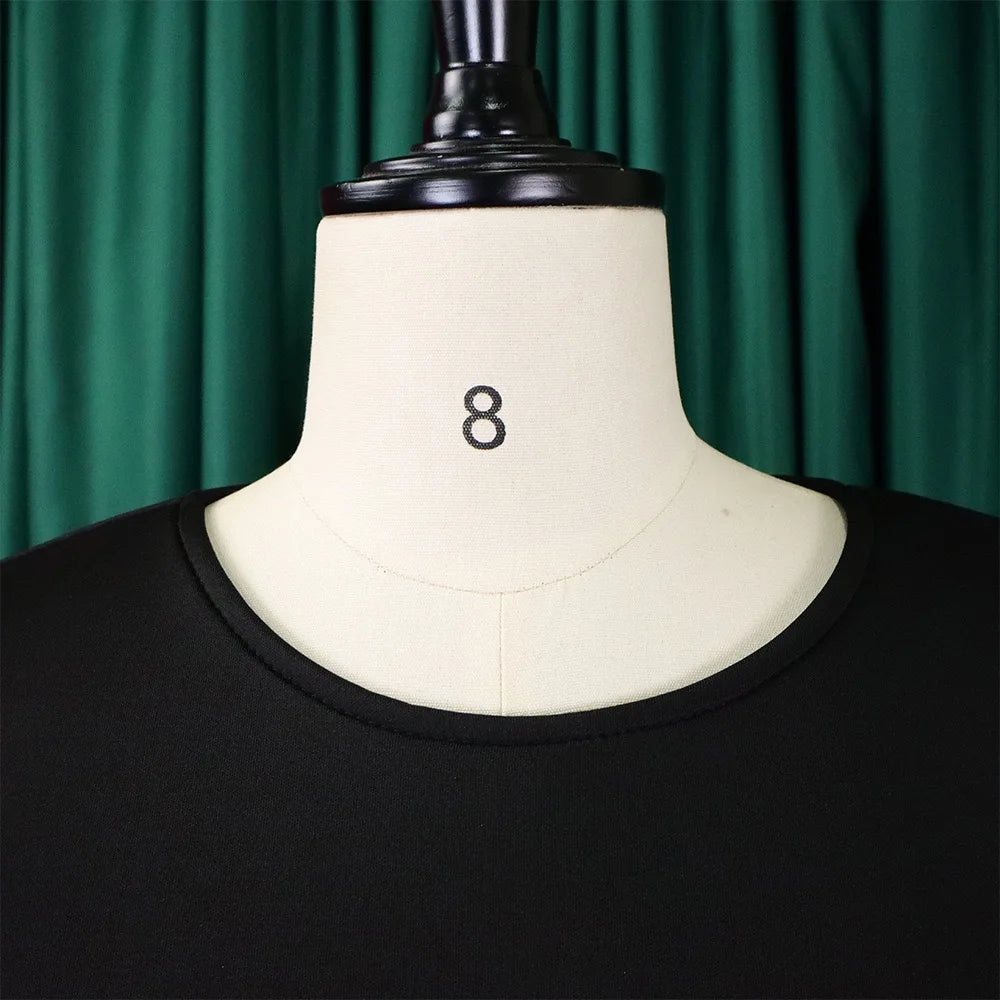 Elegant Dresses for Woman 2024 O Neck Short Sleeve High Waisted Pleated Mid Calf Luxury Female Birthday Party Dinner Vestidos