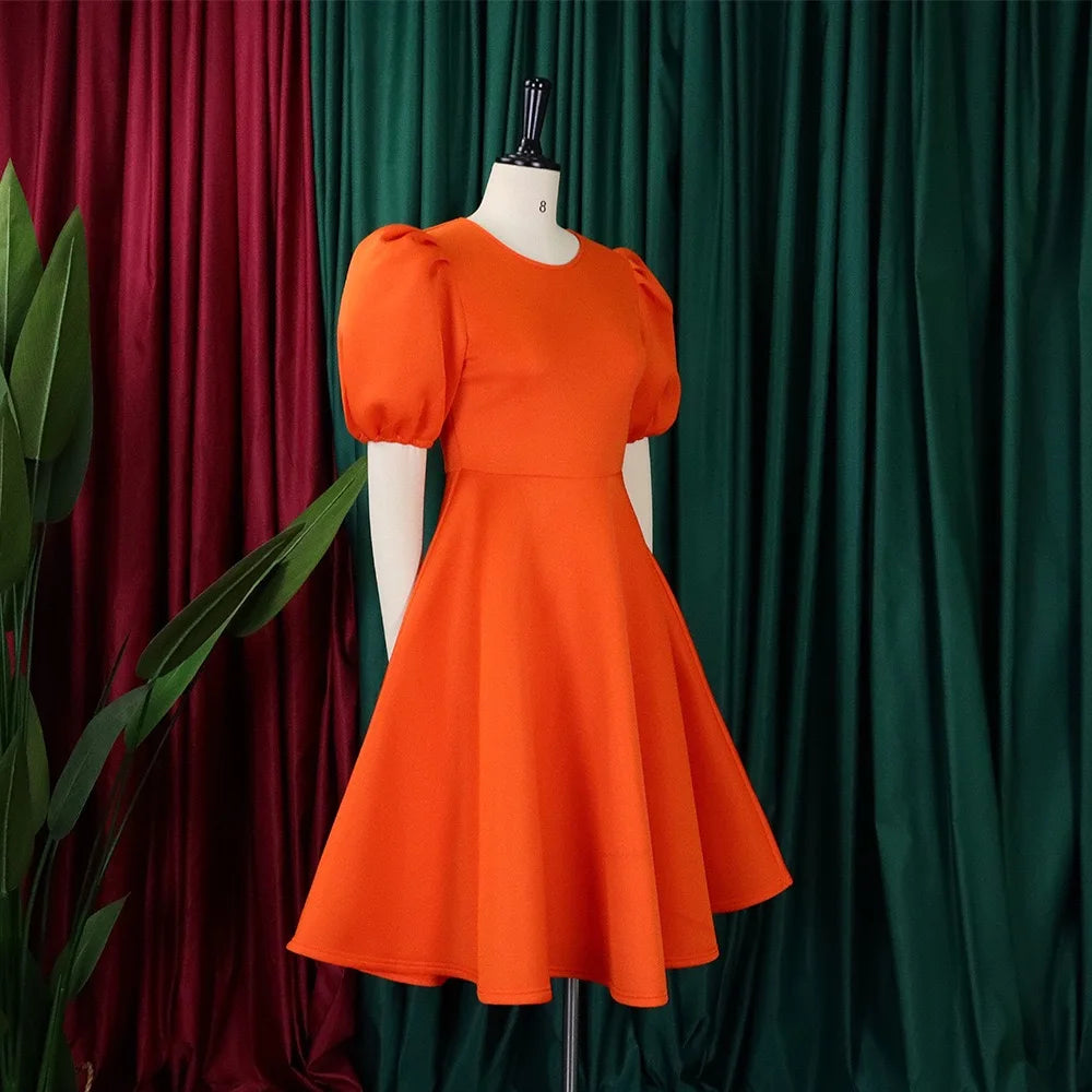 Elegant Dresses for Woman 2024 O Neck Short Sleeve High Waisted Pleated Mid Calf Luxury Female Birthday Party Dinner Vestidos