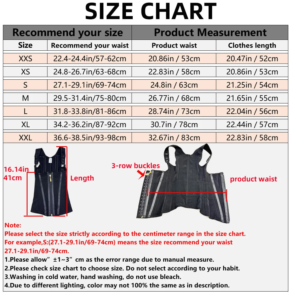 Fajas Colombianas Body Shaper Shapewear Women Vest Tops Double Compression Waist Trainer Corset Adjustable Zipper and Hook-eyes
