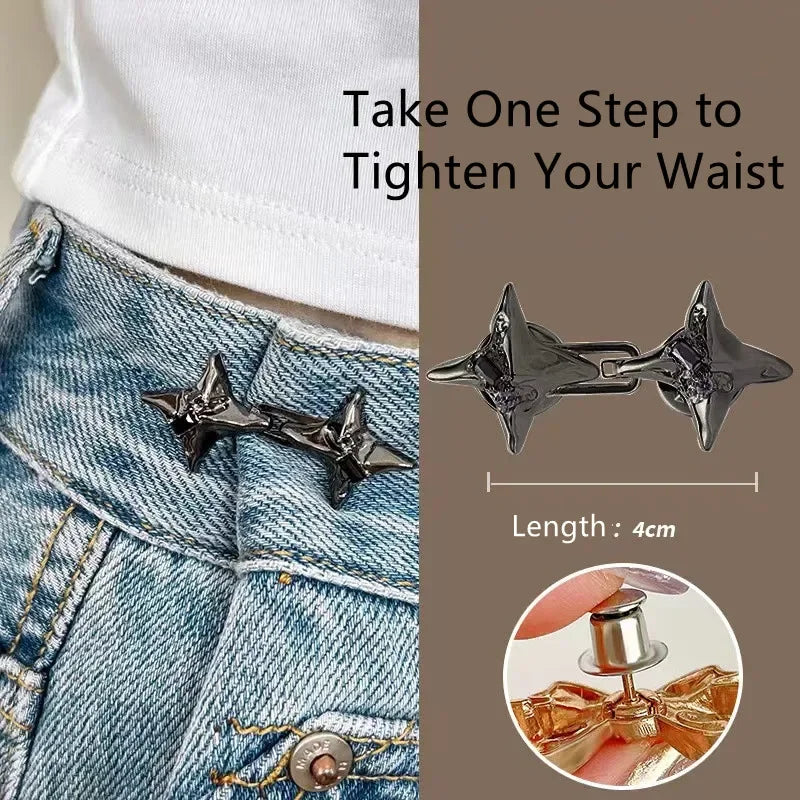 Adjustable Waist Buckle, Temperament Four Pointed Star Waist Tightening Tool, Fashionable Jeans, Fixed Waist Buckle