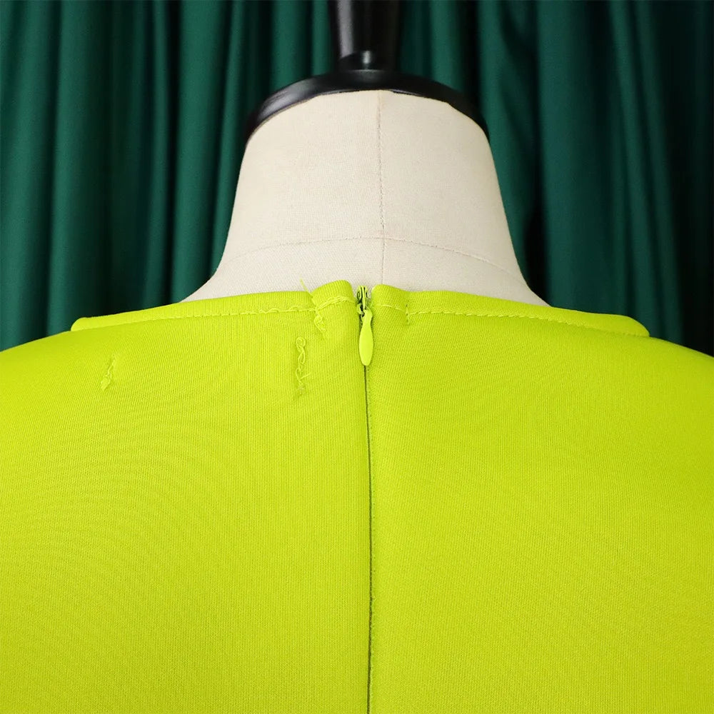 Elegant Dresses for Woman 2024 O Neck Short Sleeve High Waisted Pleated Mid Calf Luxury Female Birthday Party Dinner Vestidos