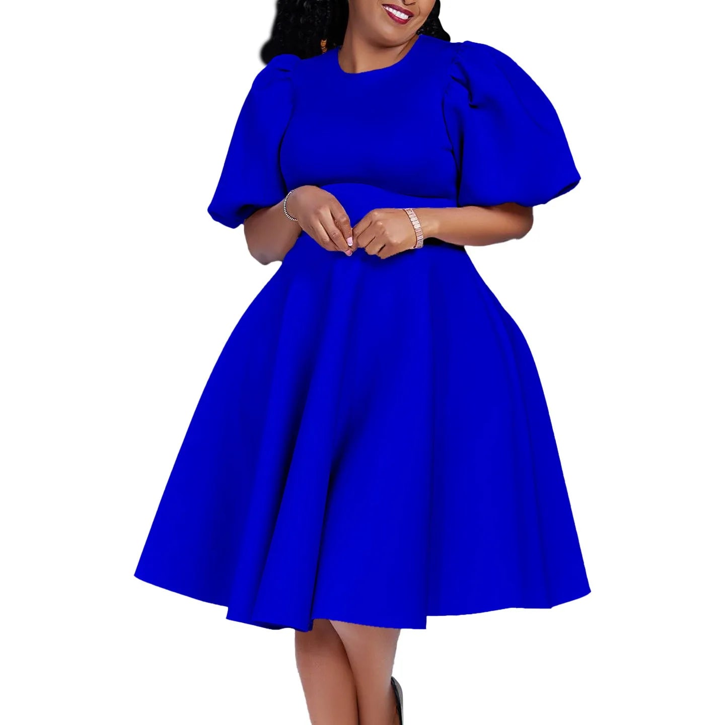 Elegant Dresses for Woman 2024 O Neck Short Sleeve High Waisted Pleated Mid Calf Luxury Female Birthday Party Dinner Vestidos