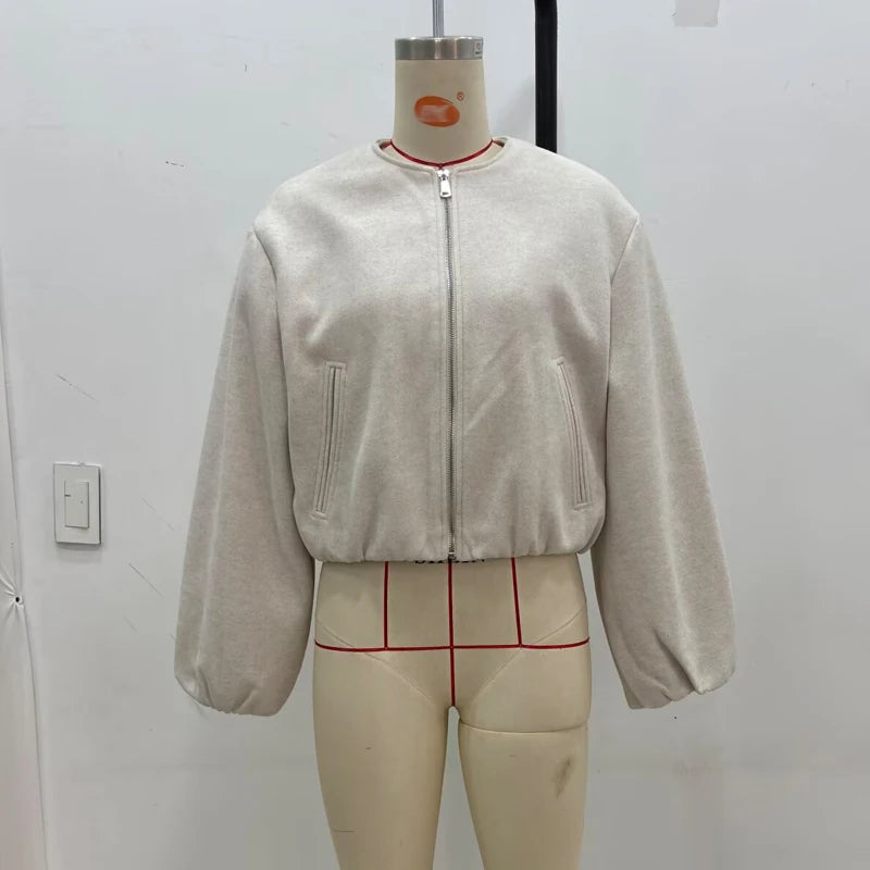 MUJER 2025 Fleece Bomber Jackets for Women Soft Zipper Woman's Sports Jacket Long Sleeve Cropped Jacket Women Coats Outerwears