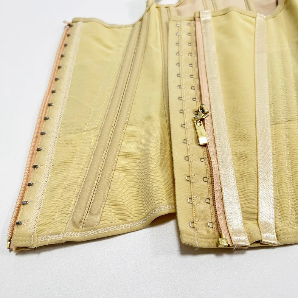 Fajas Colombianas Body Shaper Shapewear Women Vest Tops Double Compression Waist Trainer Corset Adjustable Zipper and Hook-eyes