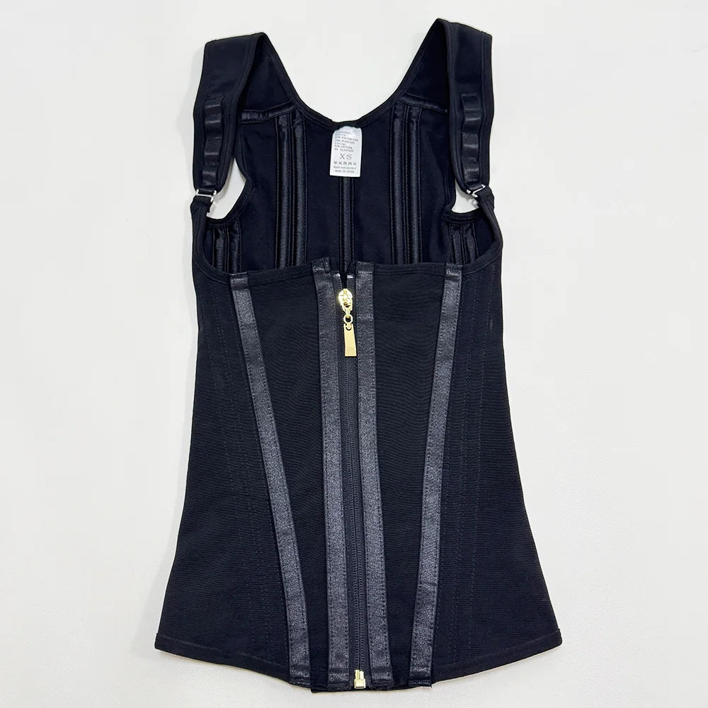 Fajas Colombianas Body Shaper Shapewear Women Vest Tops Double Compression Waist Trainer Corset Adjustable Zipper and Hook-eyes