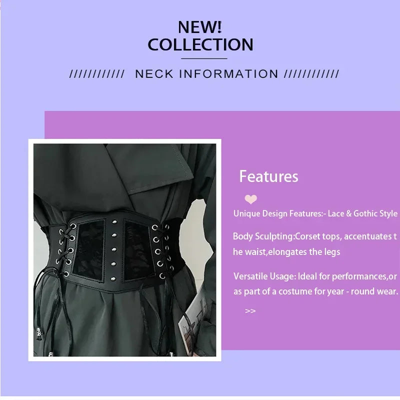 Ladies's Retro Pin Buckle Elastic Lace Corset Belts Cummerbunds Goth Punk Dress Corset Belt For Women On Shirt Dress Girdle Cors