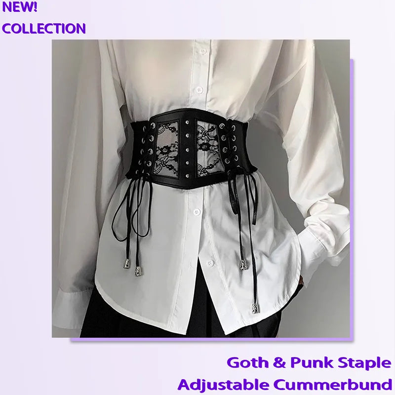Ladies's Retro Pin Buckle Elastic Lace Corset Belts Cummerbunds Goth Punk Dress Corset Belt For Women On Shirt Dress Girdle Cors